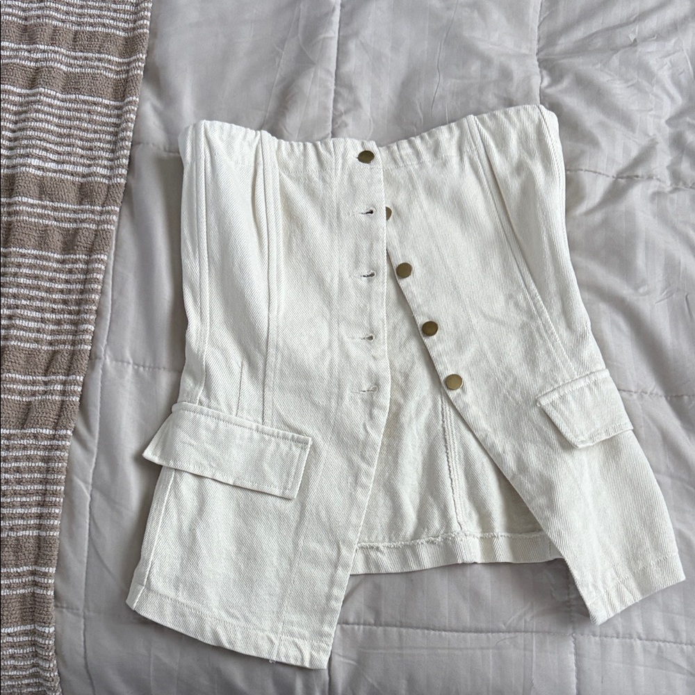 Altar'd State Cream Button-Up Skirt